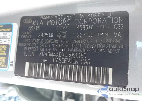 2016 Kia Optima Hybrid z USA, uszkodzony, nr VIN KNAGM4ADXG5096189